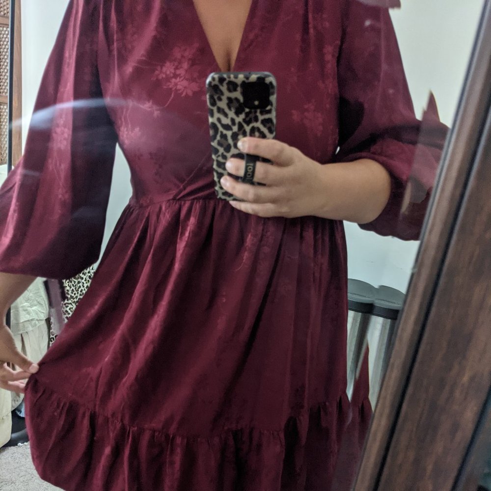 Wine baby doll tiered dress size 14